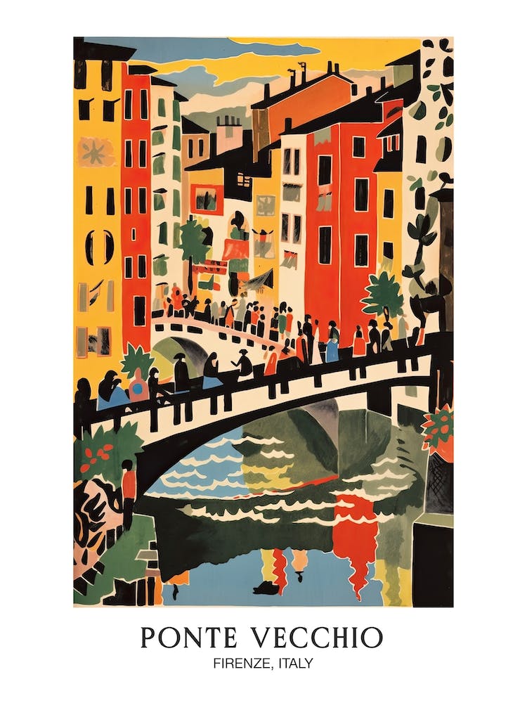 Ponte Vecchio, Florence Italy Colourful 1 Travel Poster
