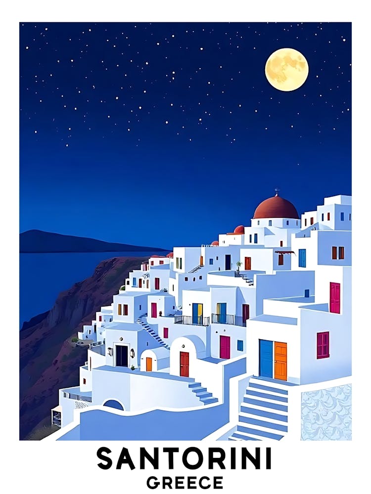 Santorini - Greece Vintage Travel Poster 3