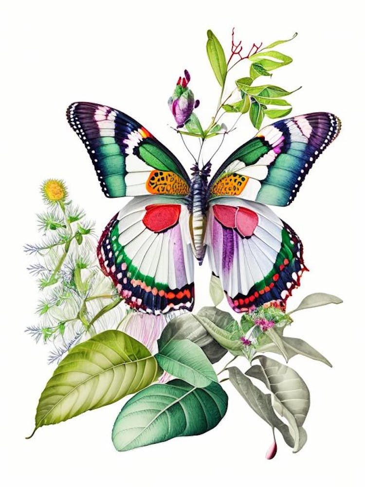 Butterfly On Plant Decoupage 2