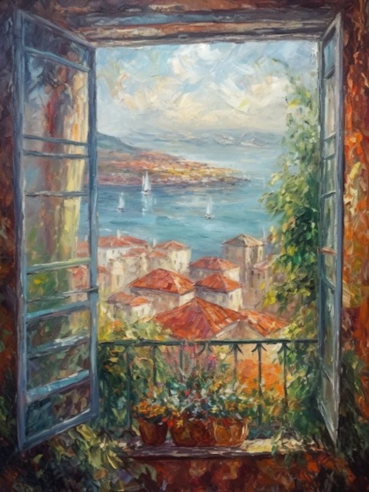 Window View Of Istanbul In The Style Of Impressionism 3