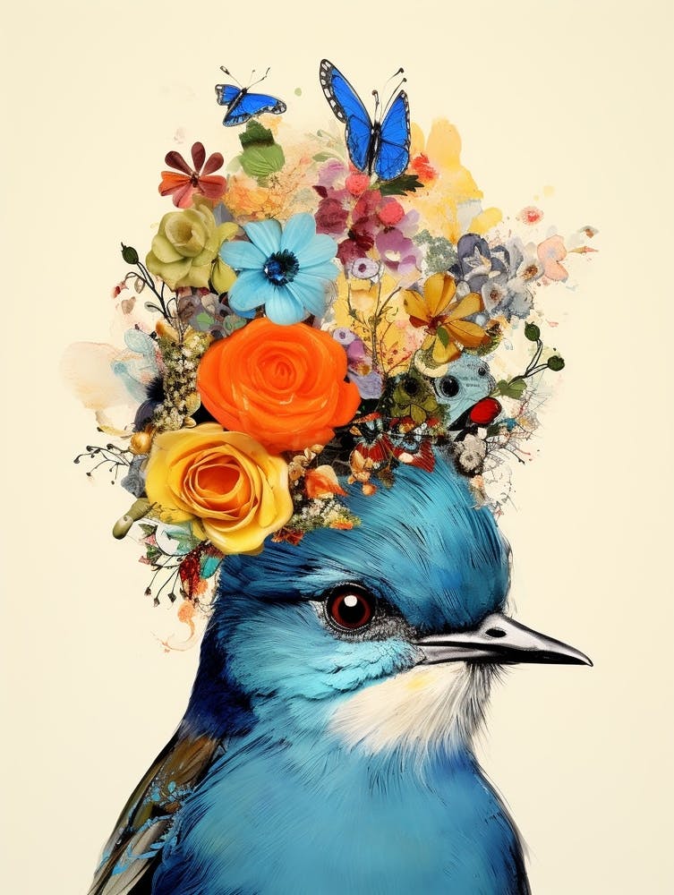 Bird With A Flower Crown Bluebird 4