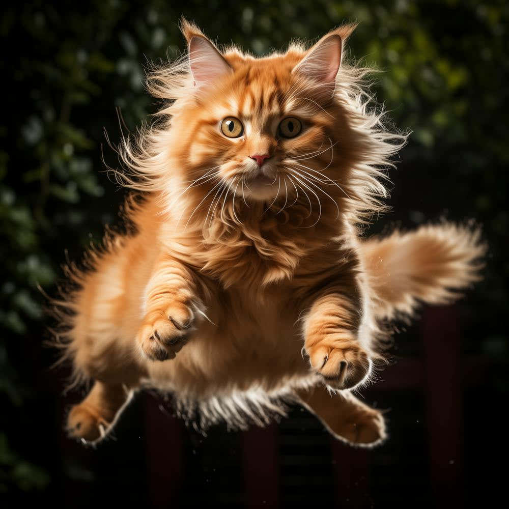 Cat In Flight Jump
