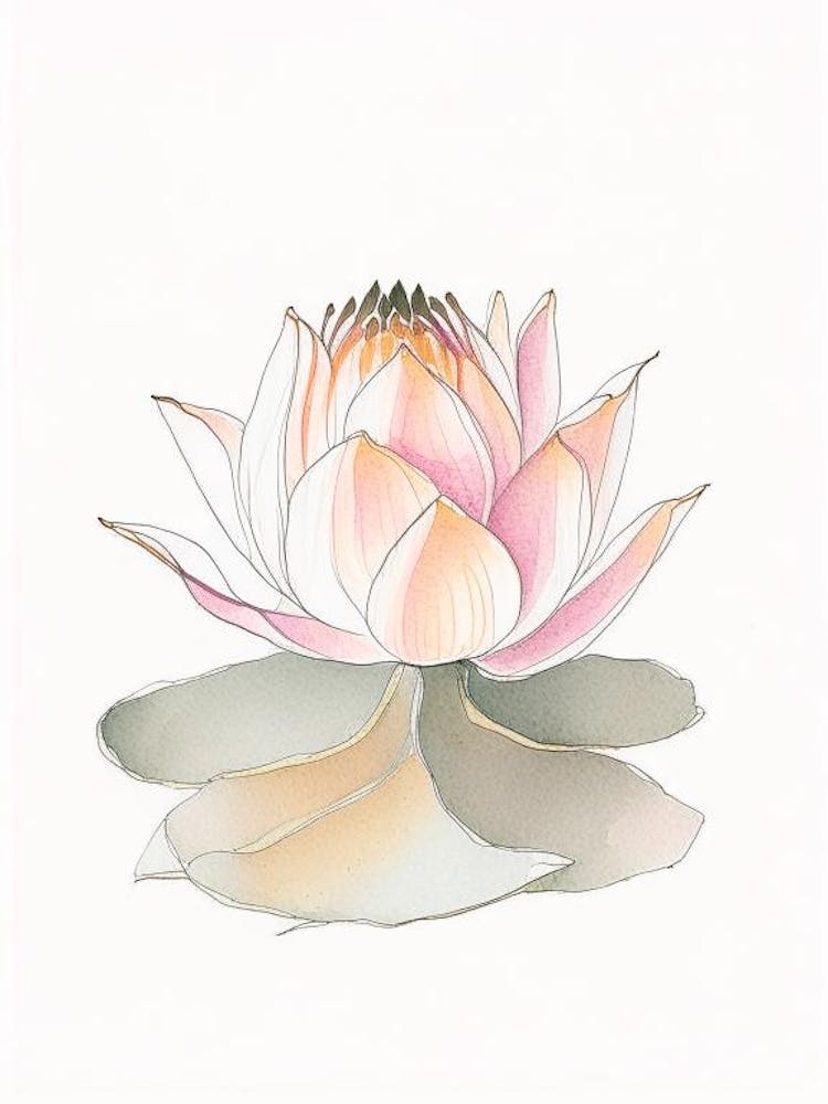Lotus Flower, Buddhist Symbol Pencil Illustration 2