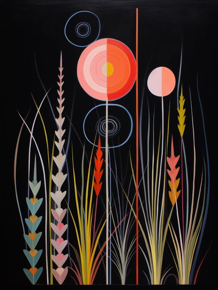 Fountain Grass 2 Hilma Af Klint Inspired Flower Illustration