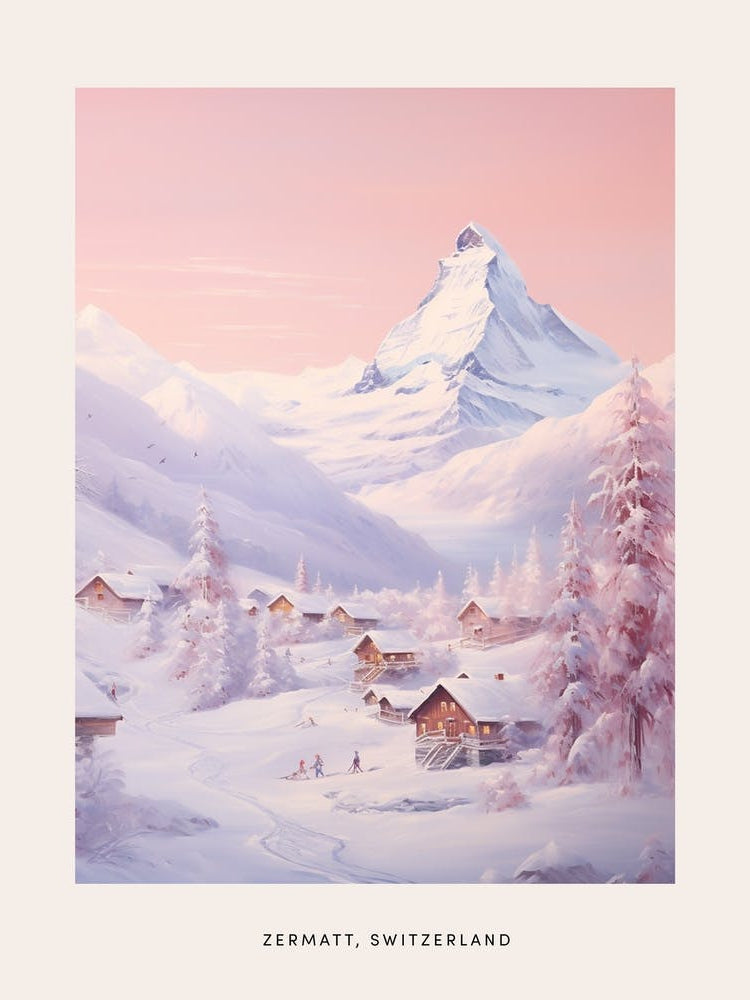 Dreamy Winter Painting Poster Zermatt Switzerland 2