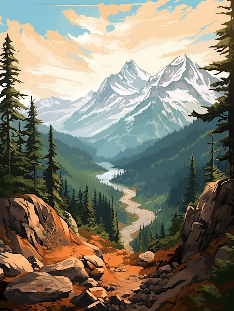 North Cascades National Park Retro Pop Art 6