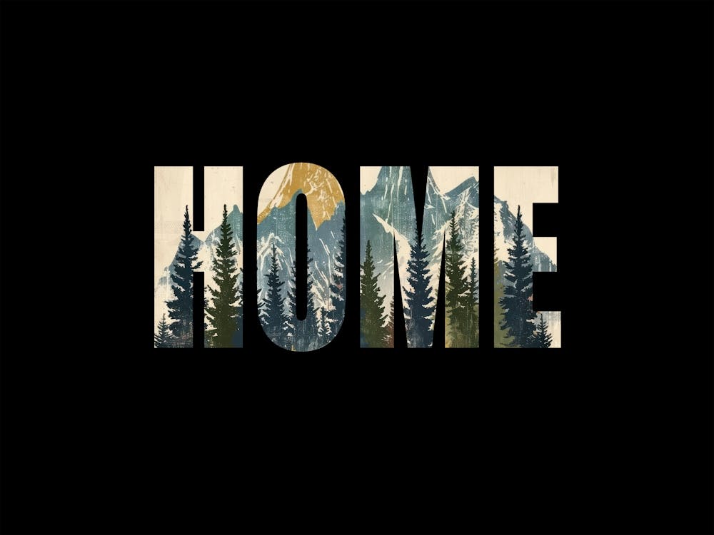 Home Poster Landscape Retro Illustration 4