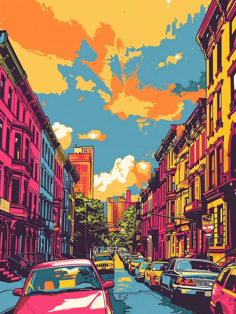 Harlem New York Farbenfrohe Siebdruck Illustration 3