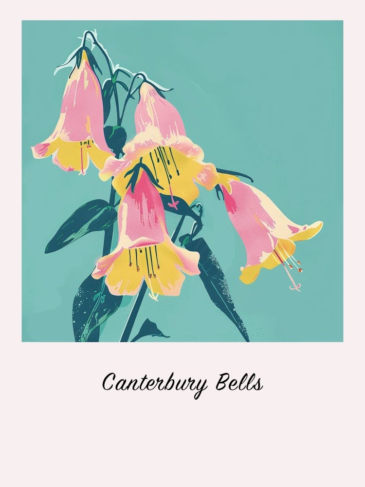Canterbury Bells Square Flower Illustration Poster