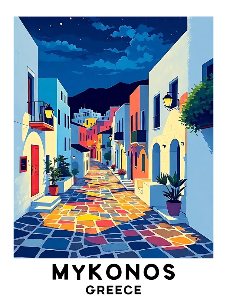 Mykonos - Greece Vintage Travel Poster 18