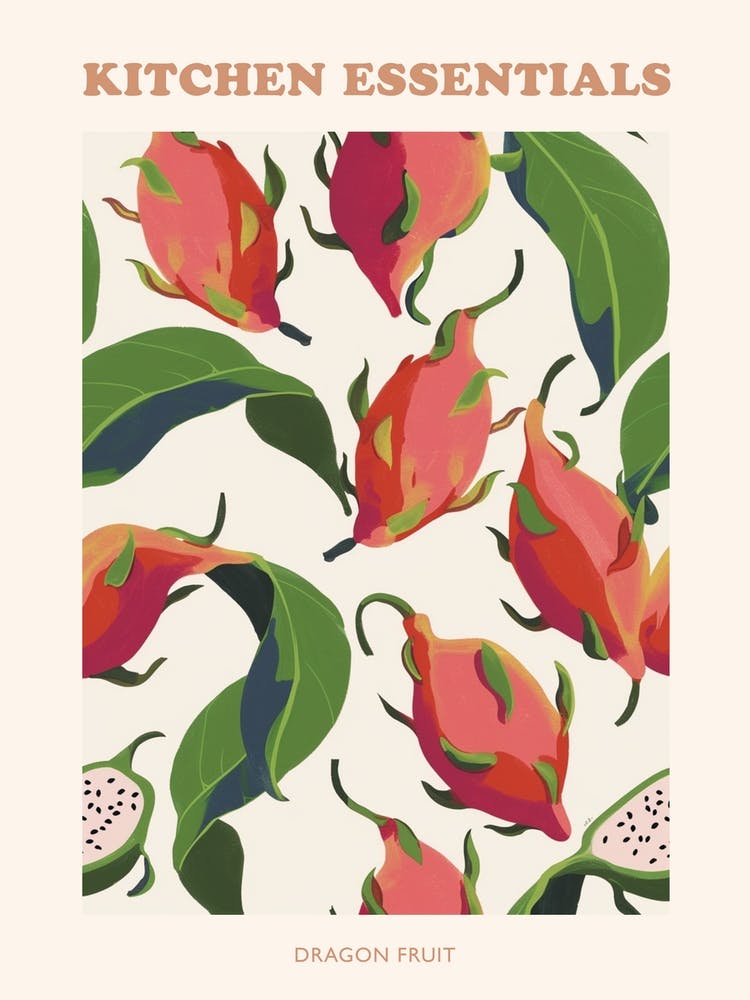 Dragon Fruit Pattern Illustration Poster 4