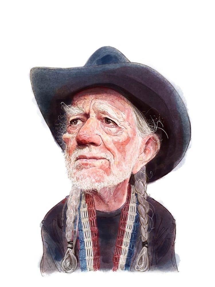 Willie Nelson Watercolor Portrait