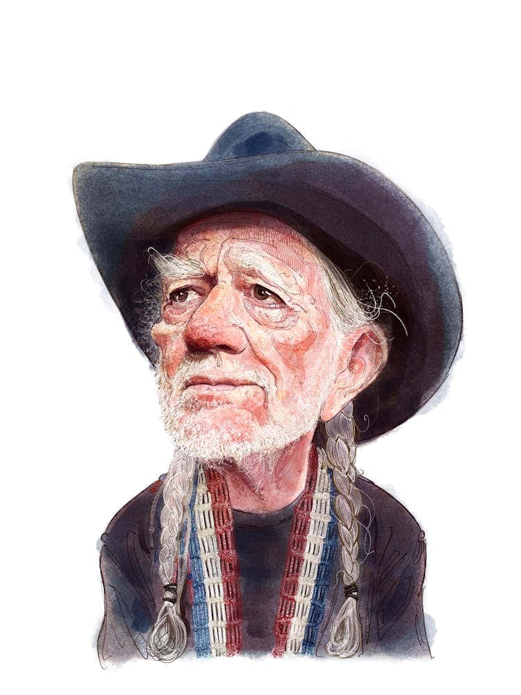 Willie Nelson Watercolor Portrait
