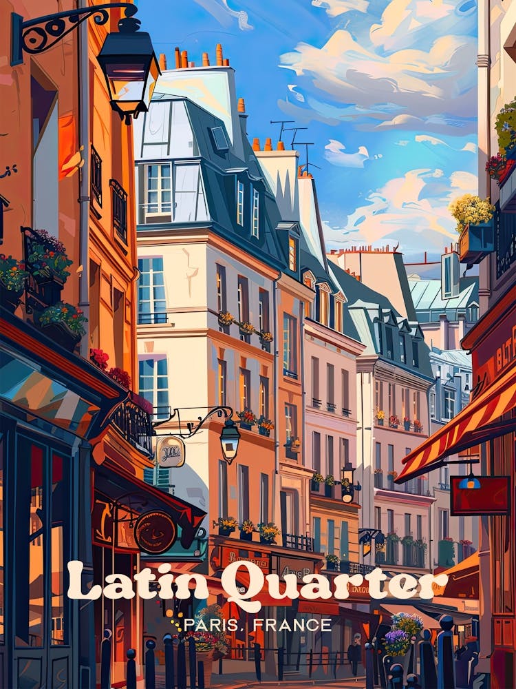 Latin Quarter Of Paris Architecture Digital Travel Art