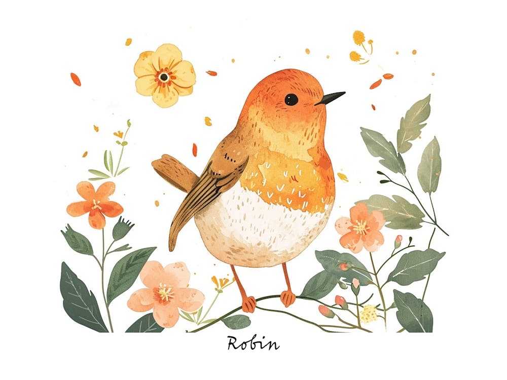 Little Floral Robin 2 Poster