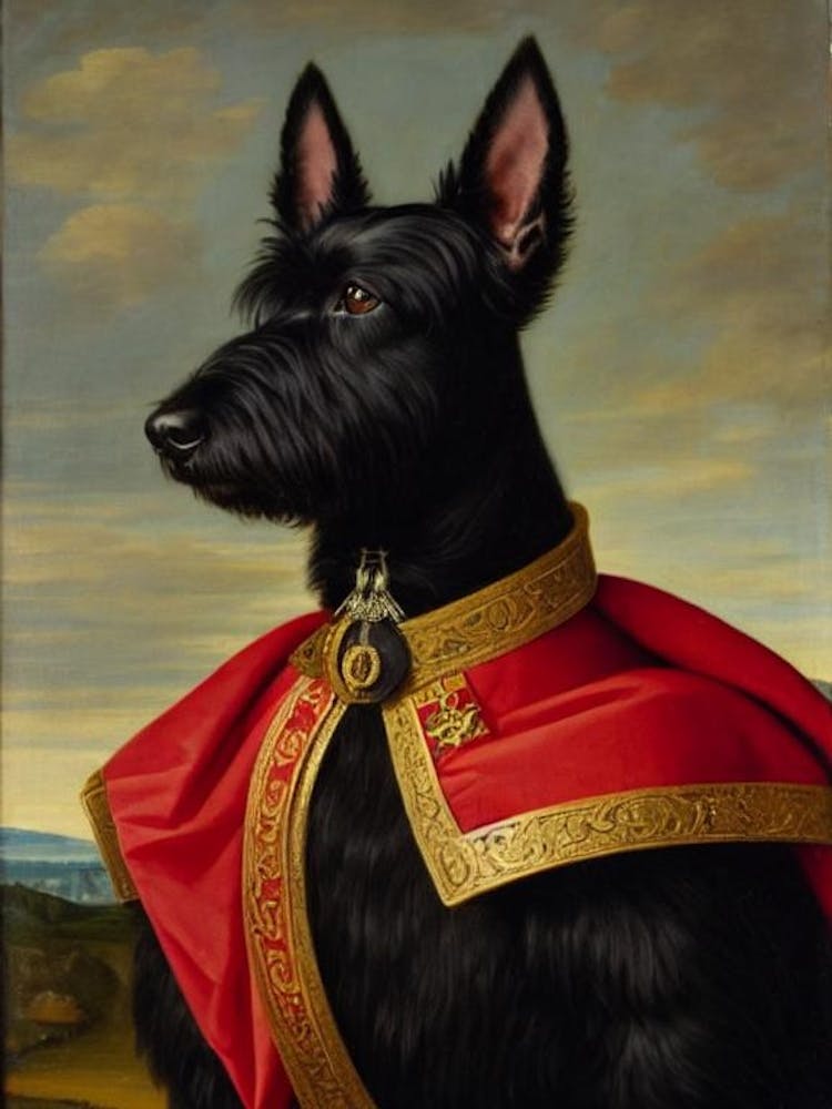Scottish Terrier Renaissance Portrait Oil Painting