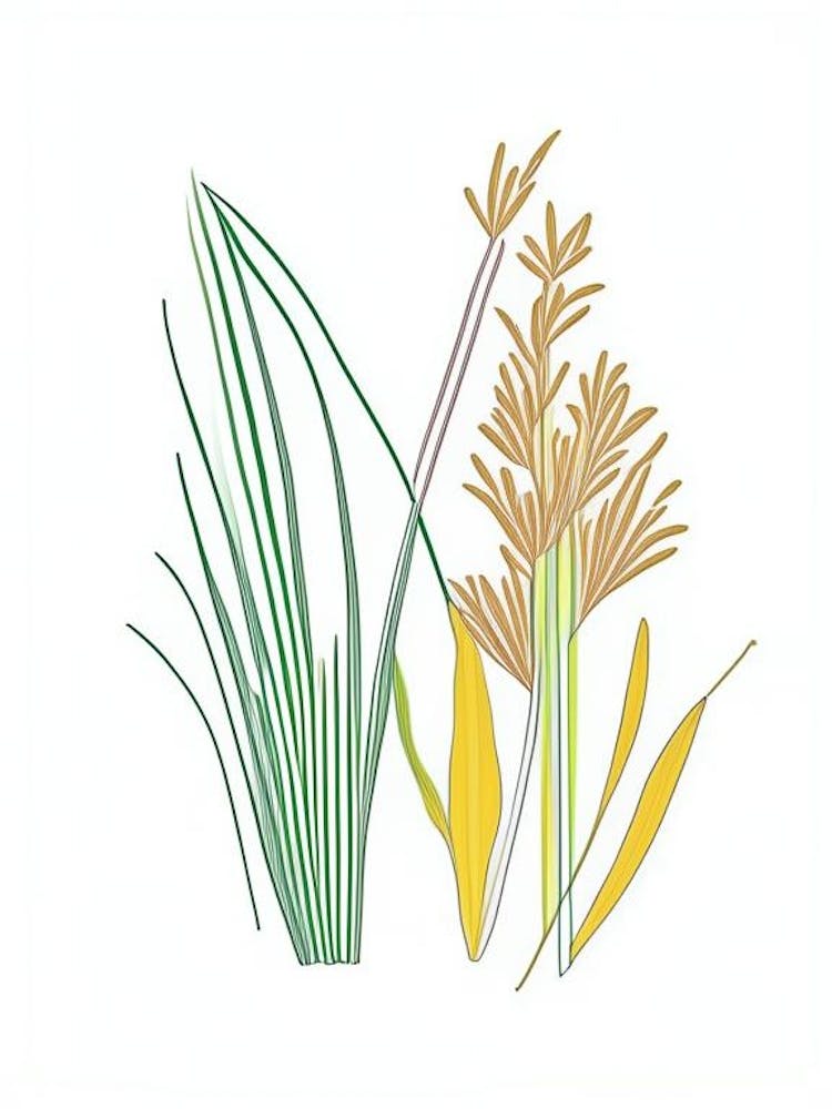 Lemongrass Spices And Herbs Minimal Line Drawing 2