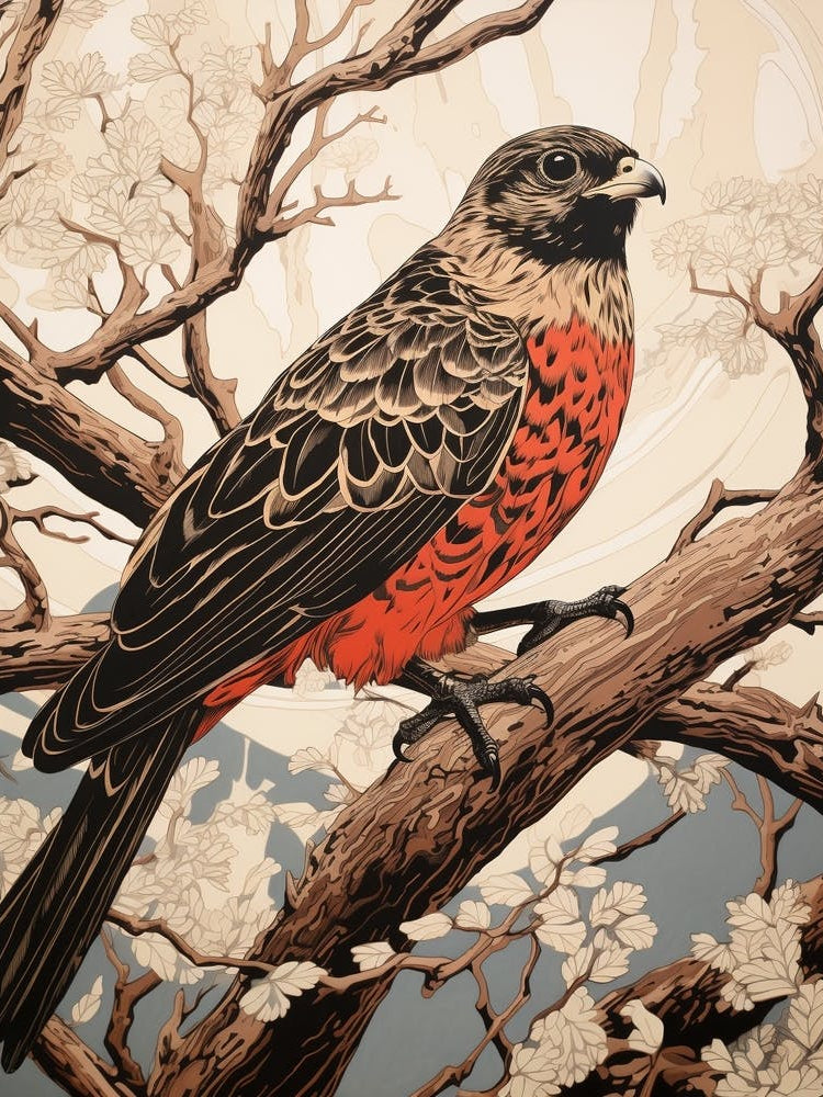 Art Nouveau Birds Poster Falcon 2