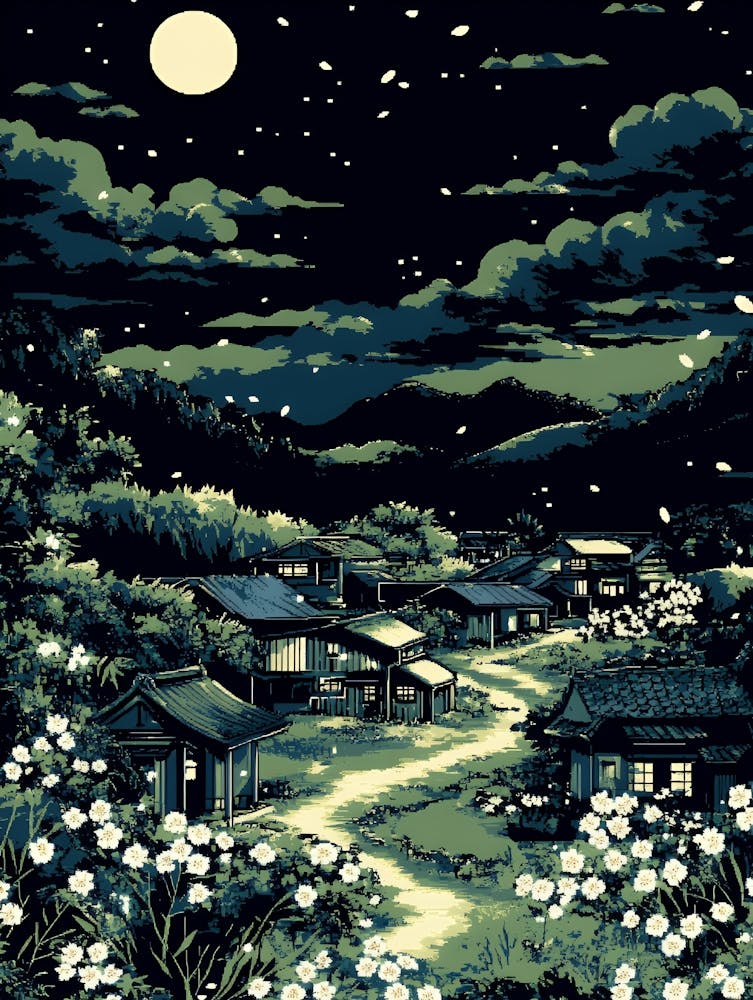 Asian Village At Night 1