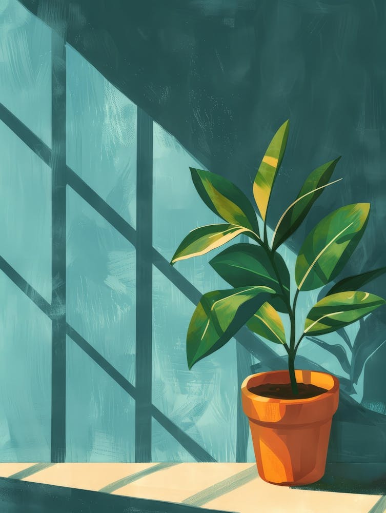 Potted Plant On Window Sill 3
