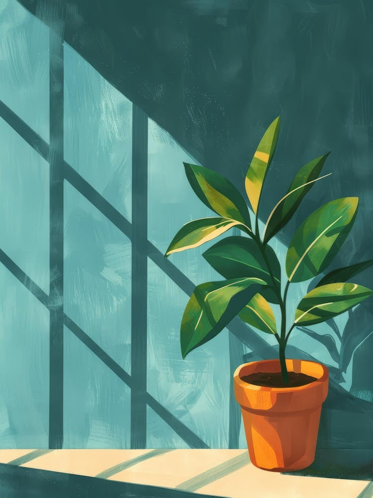 Potted Plant On Window Sill 3