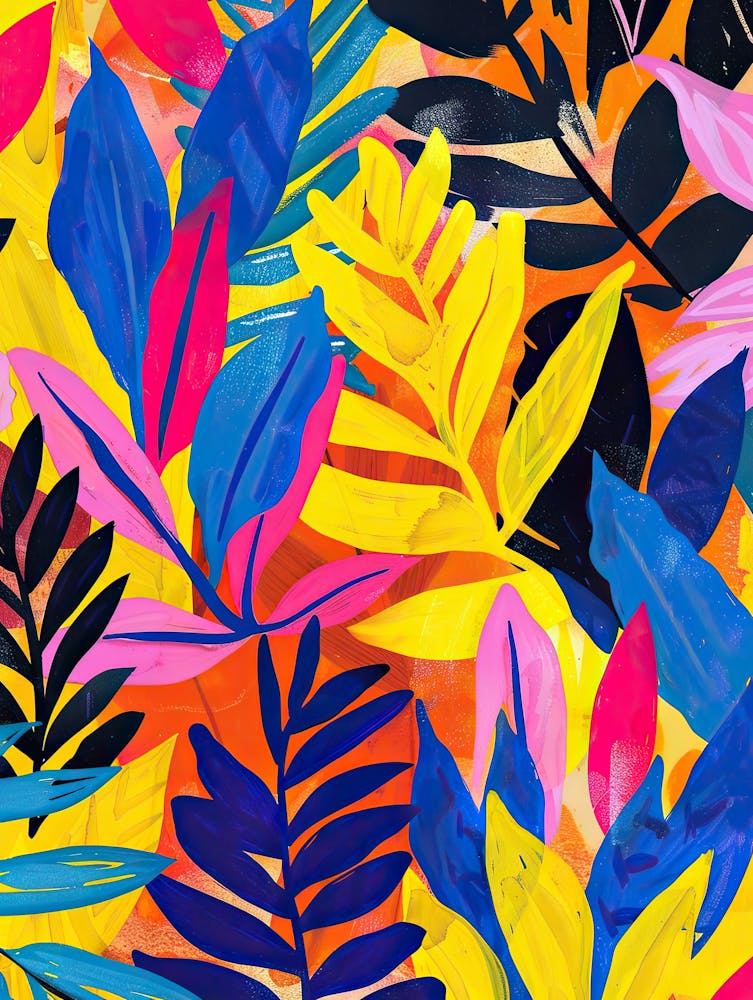 Feuillage Coucher de Soleil Style Matisse