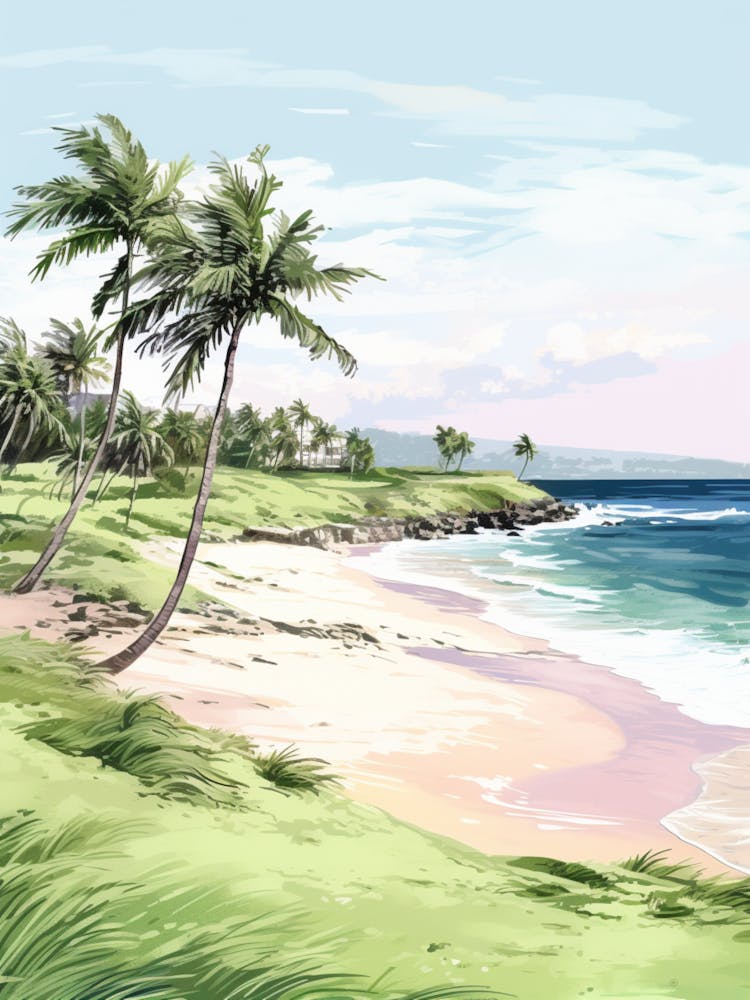 A Sketch Of Anakena Beach, Easter Island Chile 1