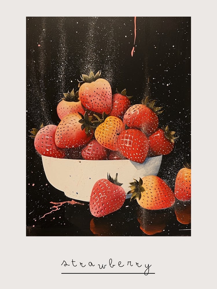 Art Deco Strawberry Still Life 1 Poster