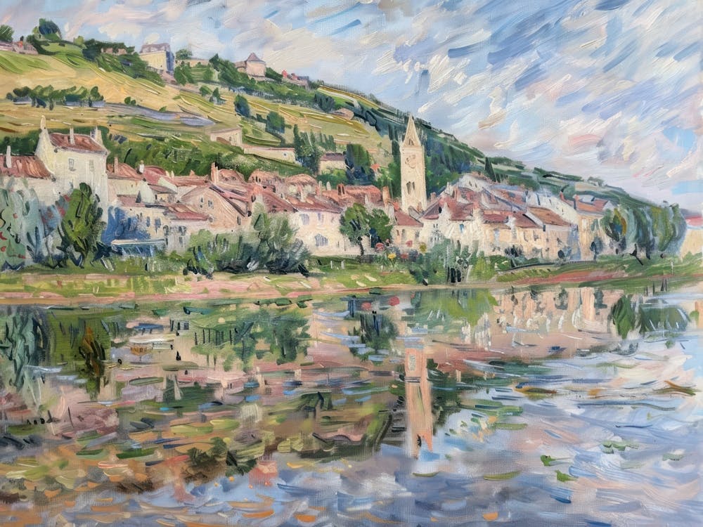 Shoreside Serenity Painting Inspired By Paul Cezanne