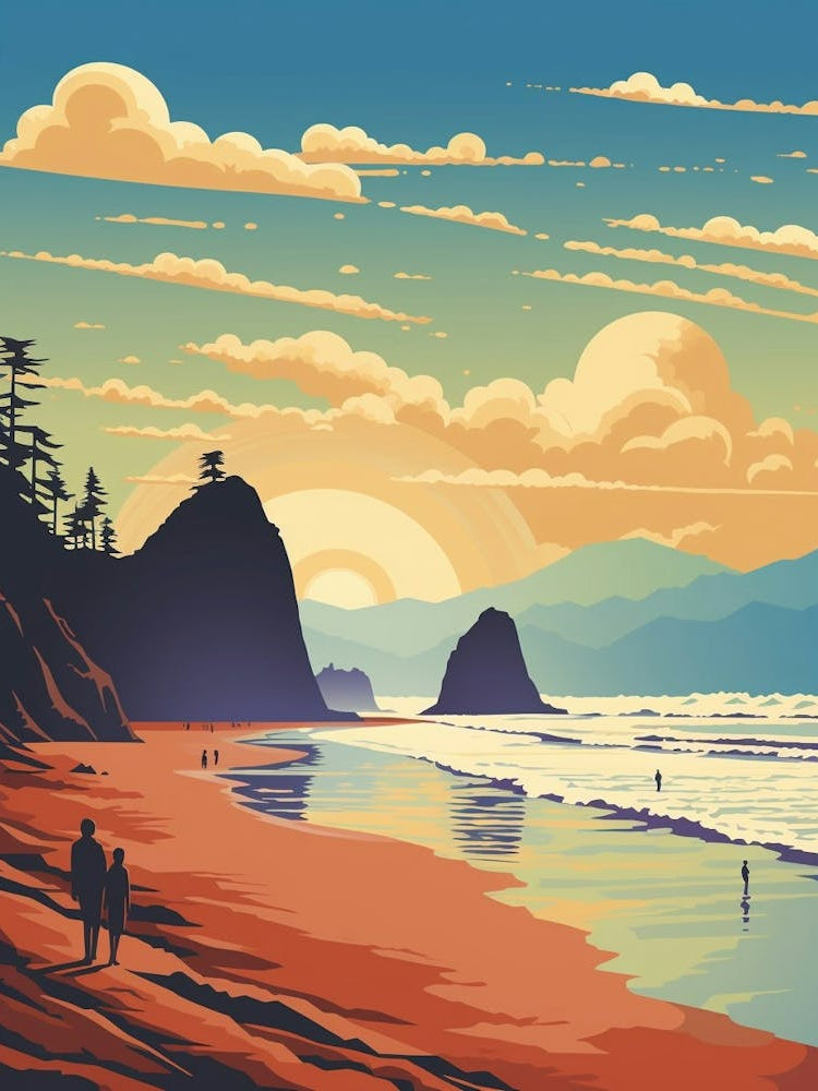 Cannon Beach Washington Retro Pop Art 15