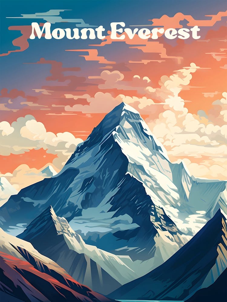 Mount Everest Hiking Modern Travel Art