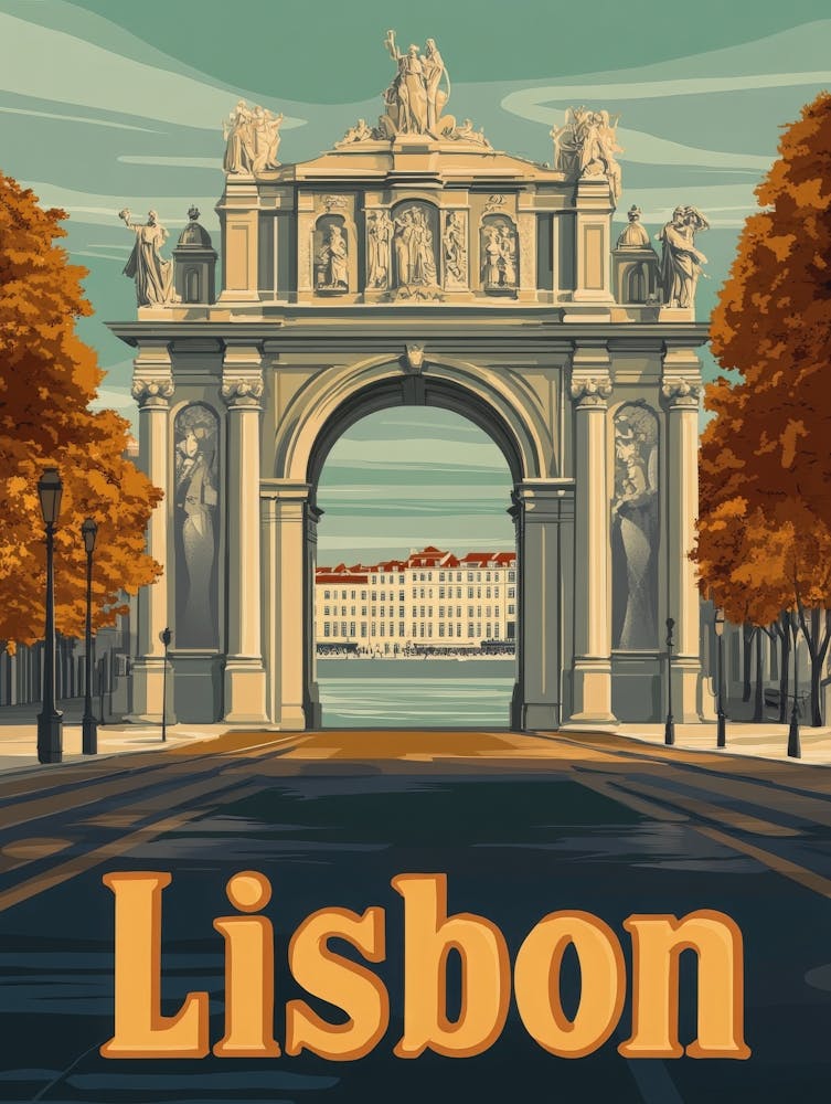 Aihrgdesign A Retro Travel Poster For Lisbon Featuring The Ma E6e2de76 0a31 4d2e 9dd9 B1ce3bc303c4 2