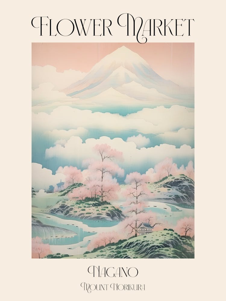 Flower Market Mount Norikura In Nagano, Japanese Landscape 4 Poster