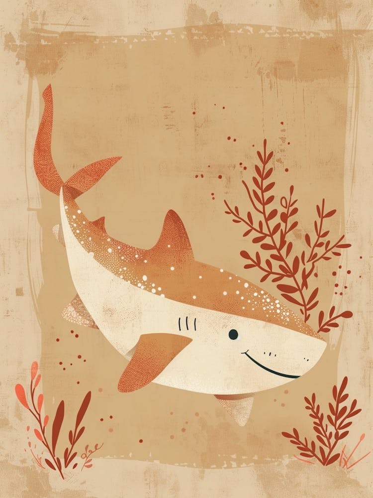 Cute Muted Pastels Shark & Coral 2