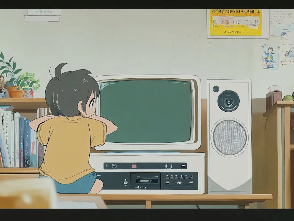 Anime Boy Watching Tv