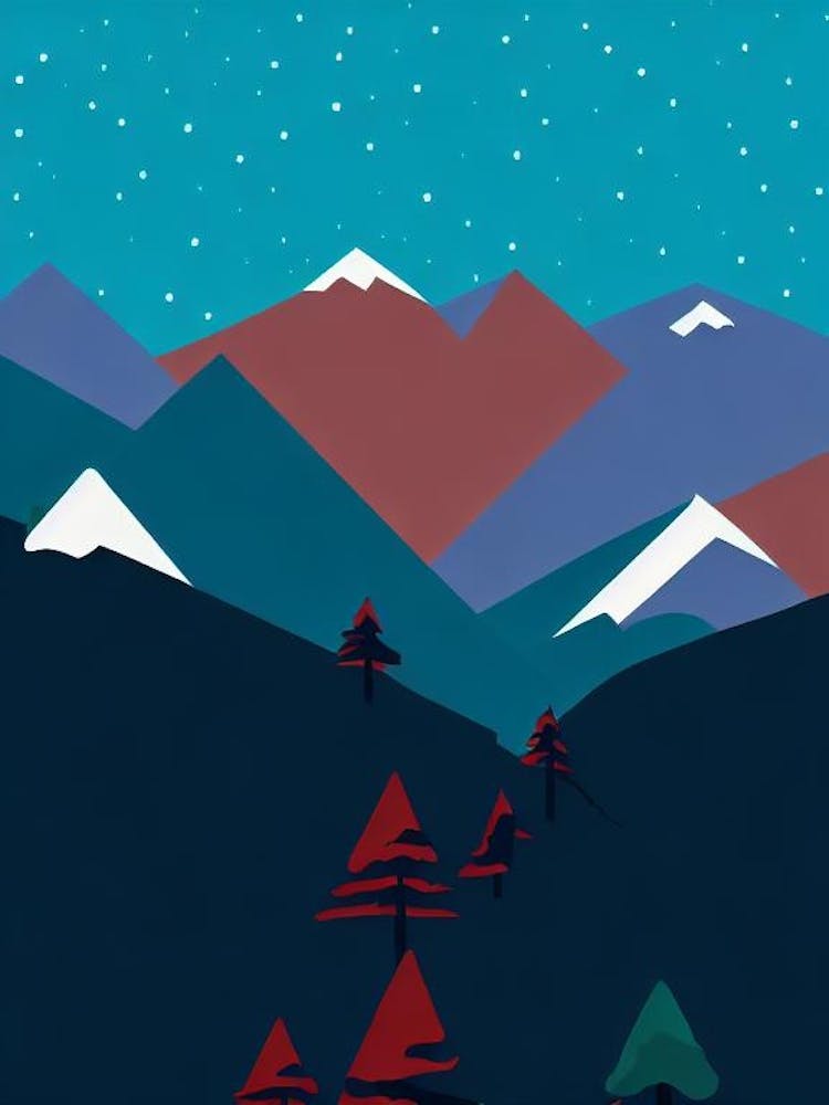 Les Arcs, France Modern Illustration Skiing Poster