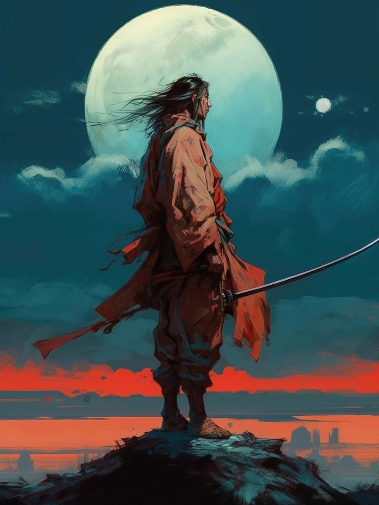 Lonely Samurai Warrior Painting