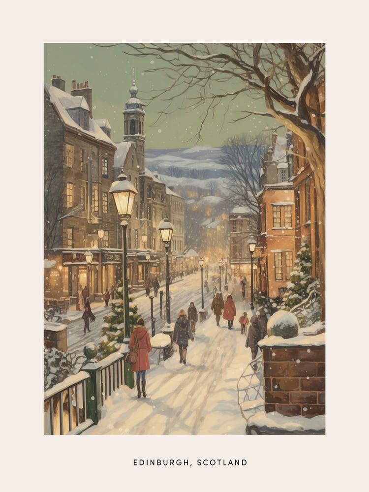 Affiche Hivernale Vintage Edinburgh Écosse 2