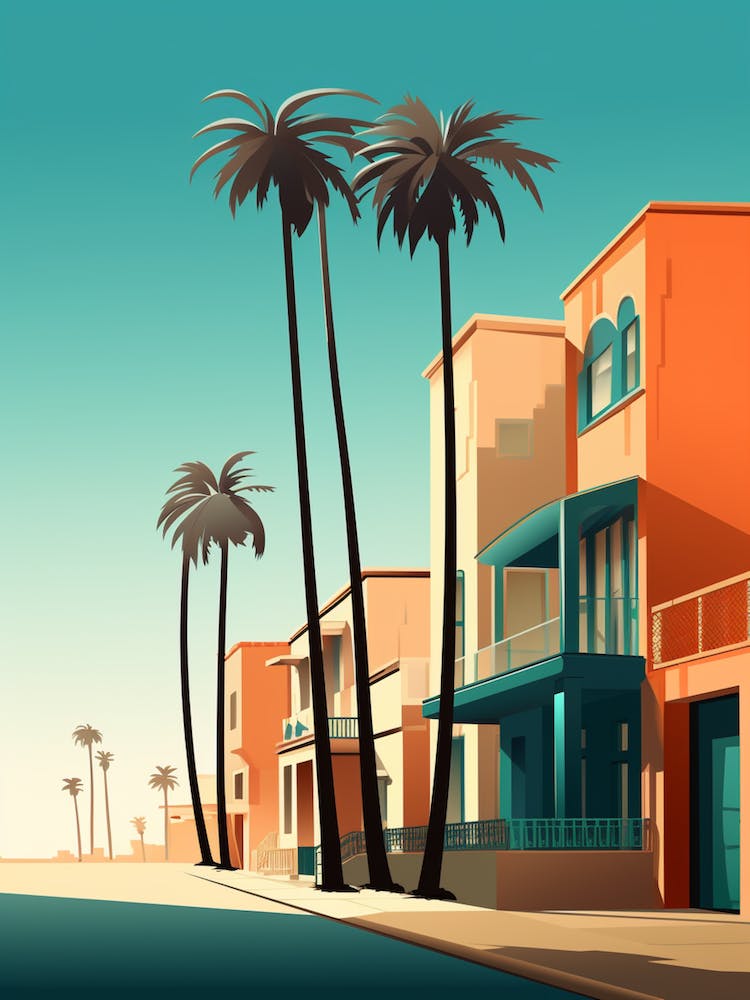 Newport Beach California Mediterranean Style Illustration 2