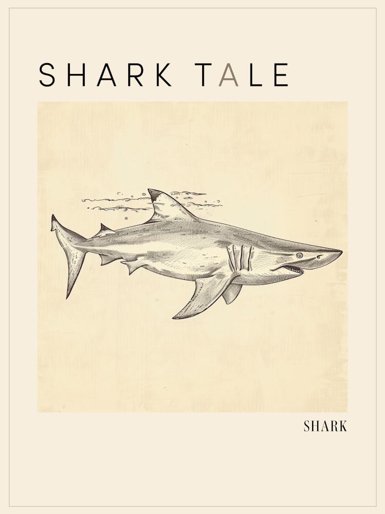 Vintage Shark Illustration 1 Poster