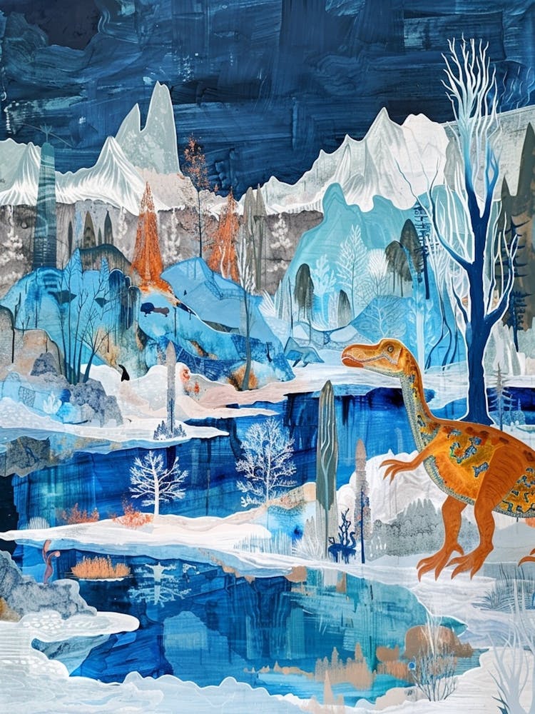 Dinosaurier in einer eisigen Landschaft Malerei 3