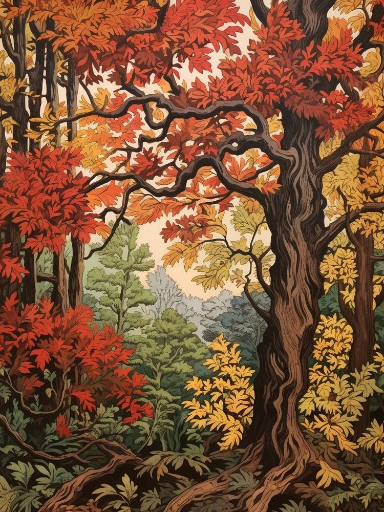 Bigtooth Aspen 2 Vintage Autumn Tree Print 