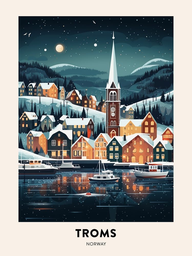 Winternacht Reiseposter Troms Norway 2