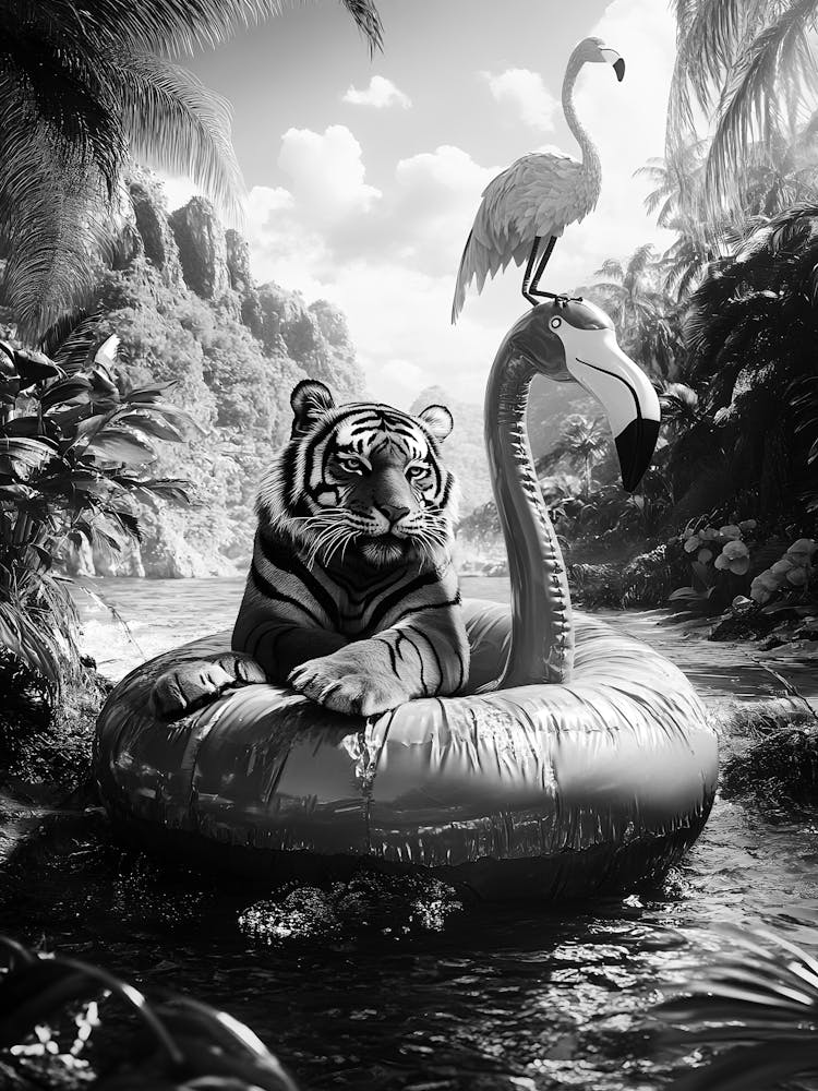 Tiger And Flamingo