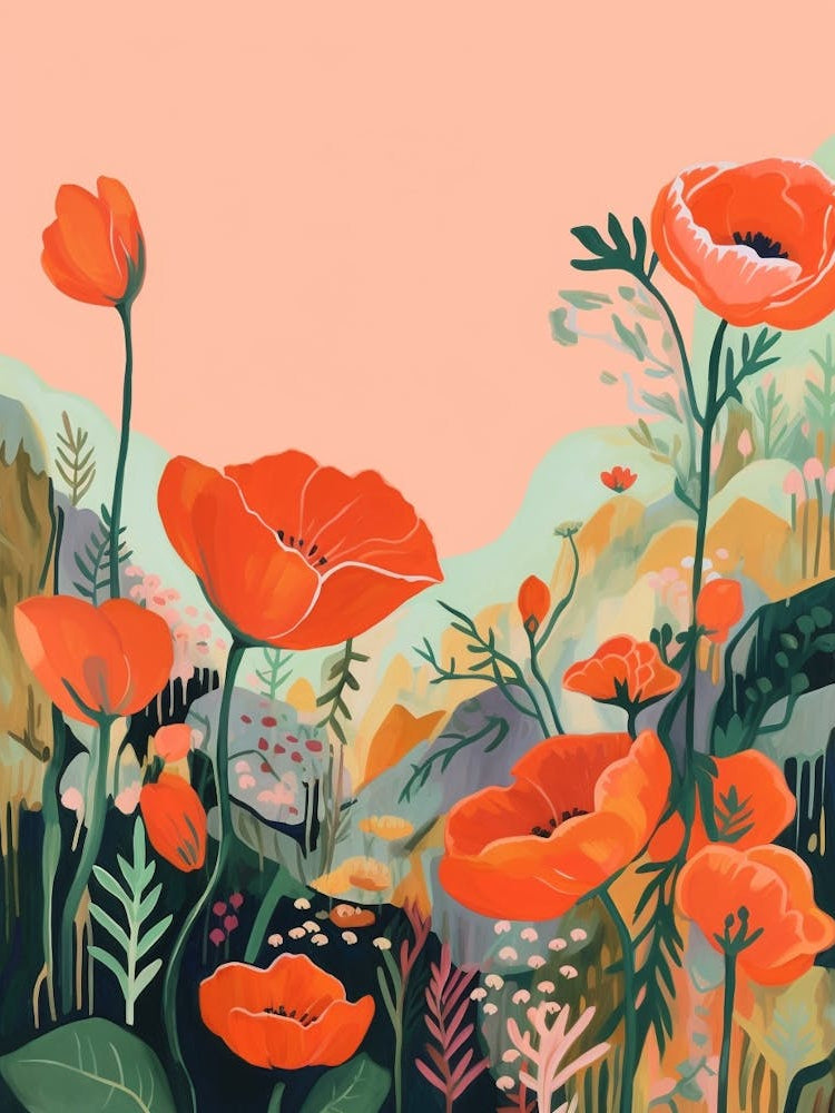 Boho Wildflower Painting Poppy 2