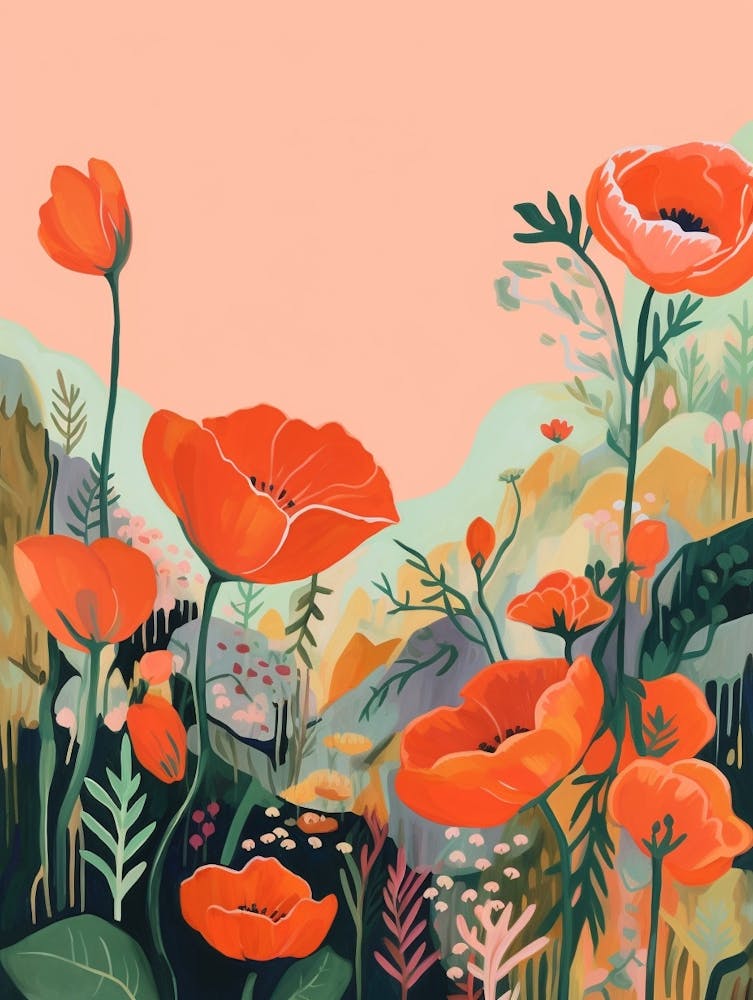 Boho Wildflower Painting Poppy 2