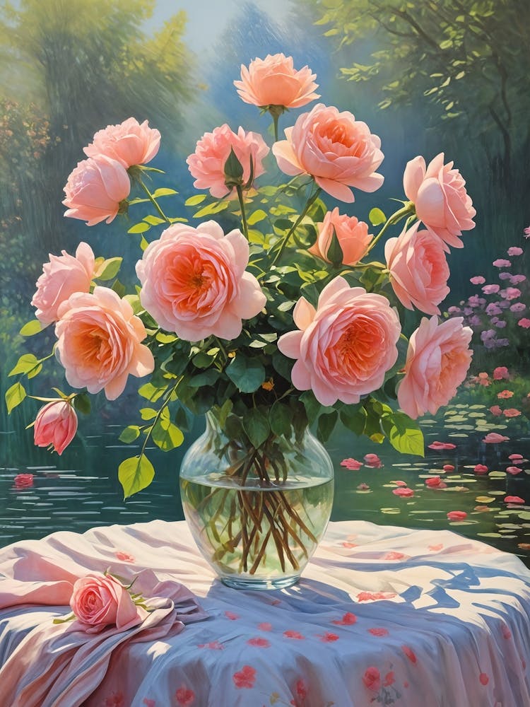 Pink Roses In A Vase 1