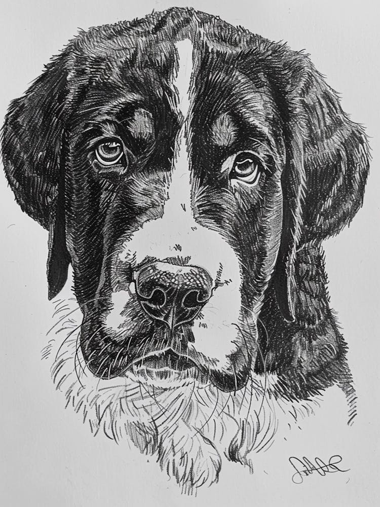 Greater Swiss Mountain Dog Line Sketch 2