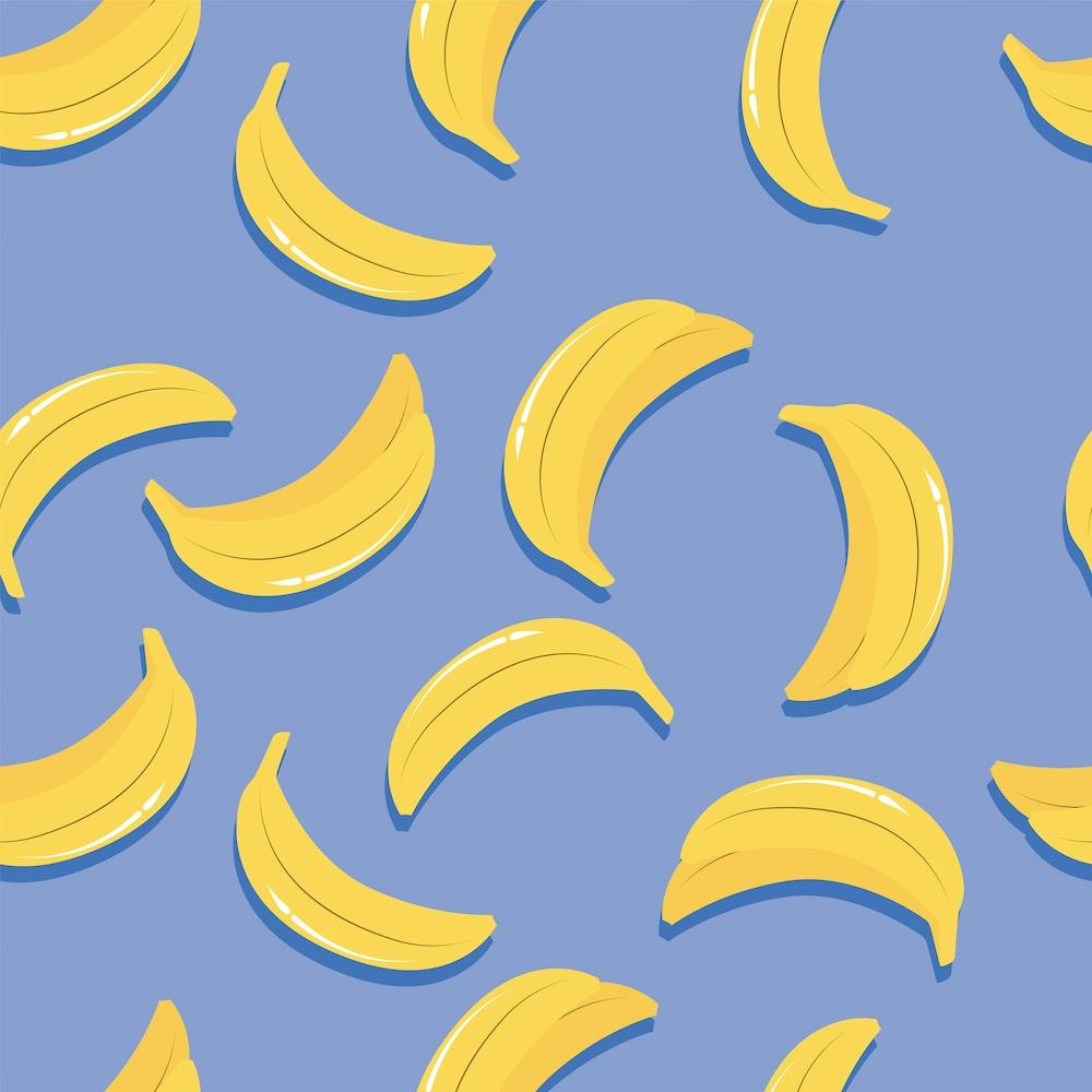 Banana Pattern On Blue Square