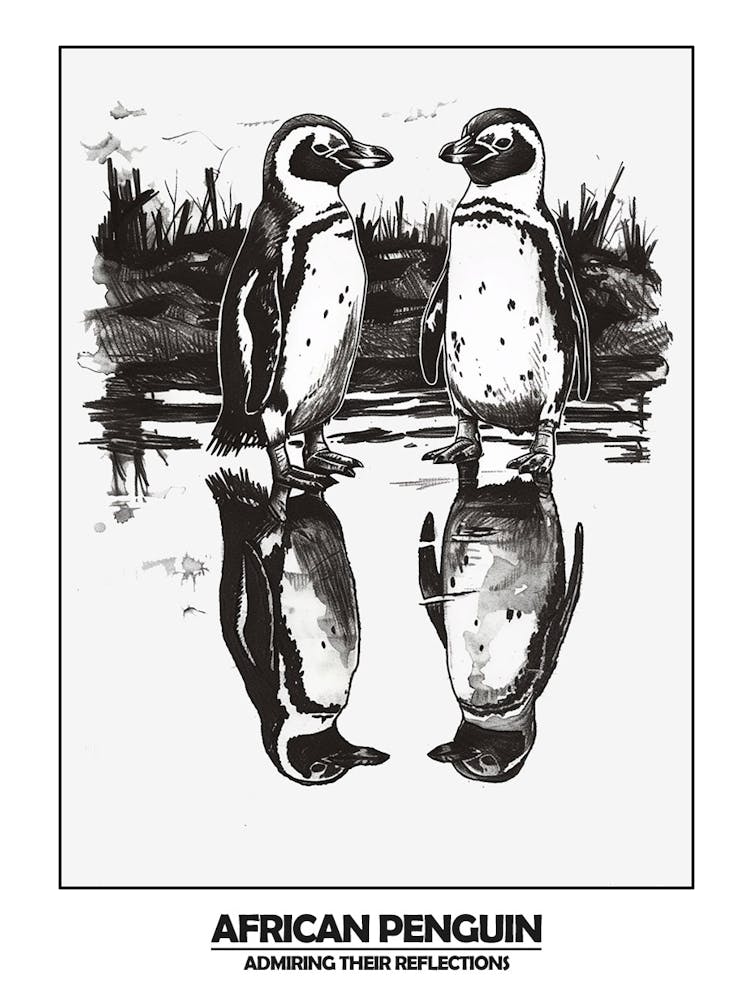 Penguin Admiring Their Reflections Poster 8
